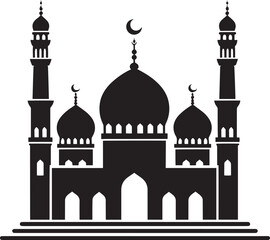 Beautiful mosque silhouette vector illustration isolated on a white background