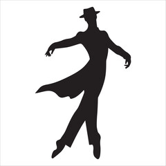 Tango dance vector illustration in black and white - Ballroom dance silhouette design