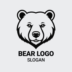 simple bear logo. bear animal flat icon. bear head vector illustration