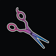 Scissors for cutting hair. Original vector illustration in vintage style.