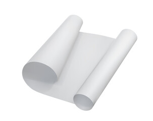 A sheet of white paper with rolled edges on a white background. Vector illustration