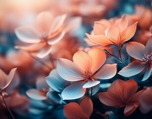 Floral pattern aesthetic background with depth of field for a natural and artistic touch