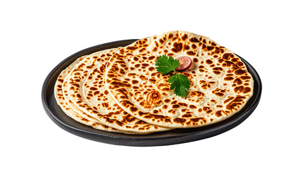 Set Of top view of indian food chapati isolated on a transparent white background....