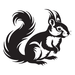 The squirrel black silhouette with white background