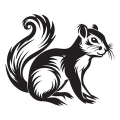 The squirrel black silhouette with white background