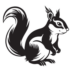 The squirrel black silhouette with white background