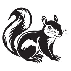 The squirrel black silhouette with white background