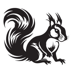The squirrel black silhouette with white background