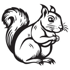 The squirrel black silhouette with white background