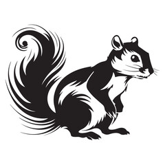 The squirrel black silhouette with white background