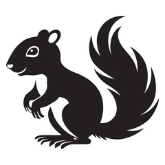 The squirrel black silhouette with white background