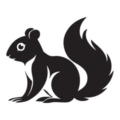 The squirrel black silhouette with white background