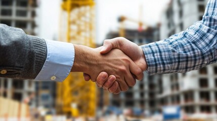 Generate a photo realistic image of project stakeholders conducting a project closeout review, with final inspection reports, project completion documents, handshake agreements