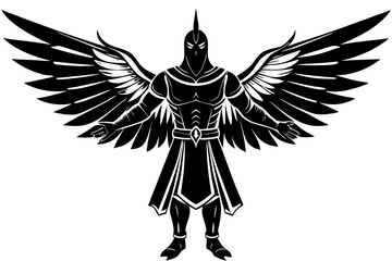 majestic white dove warrior silhouette vector  silhouette