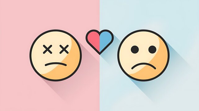 flat vector illustration emotional face smile sad emojy