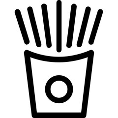 French Fries Icon Outline Style. Food Symbol Vector Illustration. Simple Pictogram.