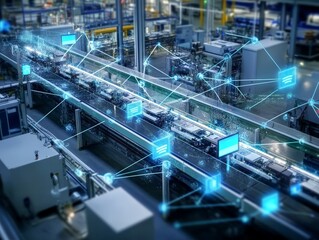 A computer screen shows a network of devices, including a credit card, a laptop