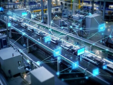 A computer screen shows a network of devices, including a credit card, a laptop