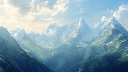 Obraz premium A man stands on a mountain top, looking out at the horizon
