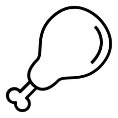 Drumstick Icon Outline Style. Simple Food Vector Illustration.