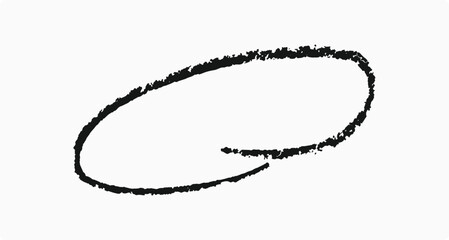 Hand Drawn Marker stroke doodle line black color, Black chalk crayon paint texture frame for Highlight, Round chalk shape.