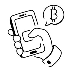 A doodle style icon of buy bitcoin online 

