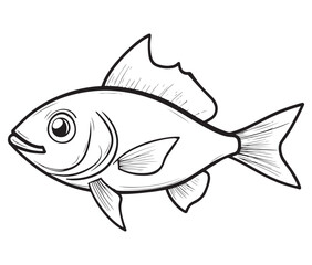 Illustration of a fish, Outline cod fish, Vector fish