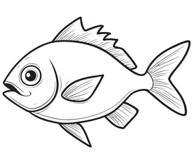 Illustration of a fish, Outline cod fish, Vector fish