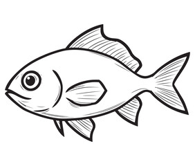 Illustration of a fish, Outline cod fish, Vector fish
