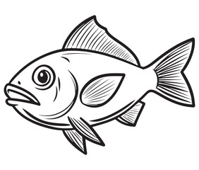 Illustration of a fish, Outline cod fish, Vector fish