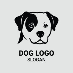 simple dog logo. Dog head animal flat icon. Line art dog symbol.