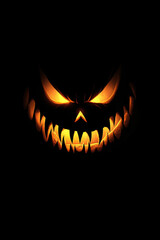 Naklejka premium Scary Halloween jack-o'-lantern in darkness