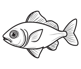 Illustration of a fish, Outline cod fish, Vector fish