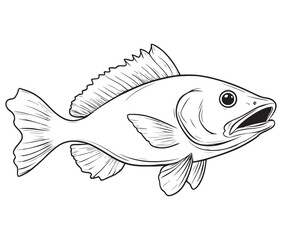 Illustration of a fish, Outline cod fish, Vector fish