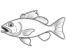 Illustration of a fish, Outline cod fish, Vector fish