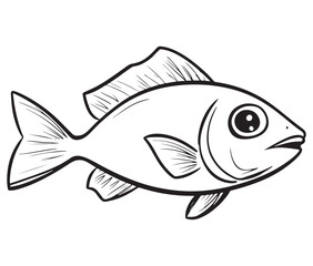 Fototapeta premium Illustration of a fish, Outline cod fish, Vector fish