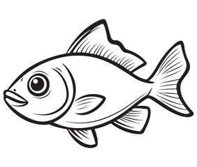 Illustration of a fish, Outline cod fish, Vector fish