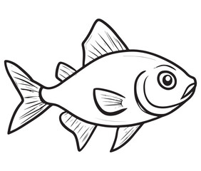 Illustration of a fish, Outline cod fish, Vector fish