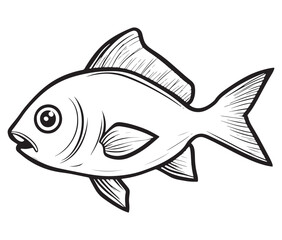 Illustration of a fish, Outline cod fish, Vector fish