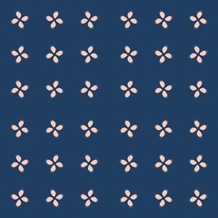 Seamless pattern with pink flowers on a dark blue background, perfect for creating delicate and elegant designs.