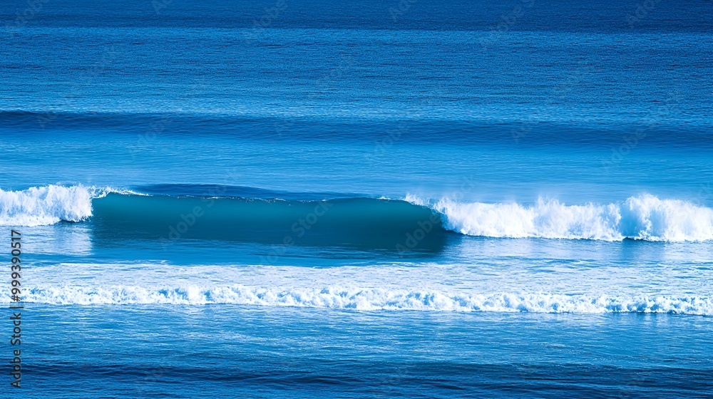 Canvas Prints Blue ocean waves with white foam crashing.