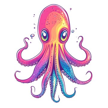 recommend clip art: Colorful Cartoon Octopus Illustration with Big Eyes