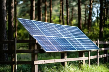 Solar Panel Installation in a Forest Setting  Renewable Energy  Green Technology