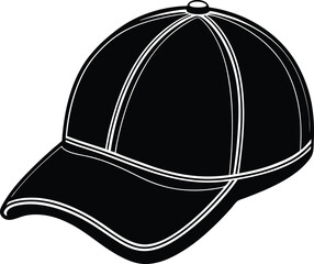 Black baseball cap, illustration on white background.