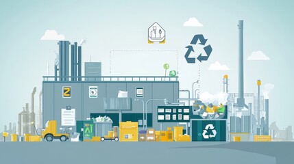 A visual infographic showing the recycling process for paper, plastic, glass, and metals, highlighting how waste is turned into reusable materials.