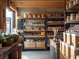 Fototapeta premium A zero-waste store selling products without packaging, showing how businesses can operate in a circular economy with no waste.