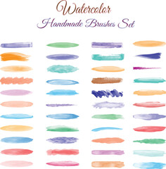 Watercolor brush strokes, Vector watercolor stains, Set of hand-painted brush strokes. watercolor stripes on white background. Vector illustration. Brush for flowers, leaves Vector illustrations