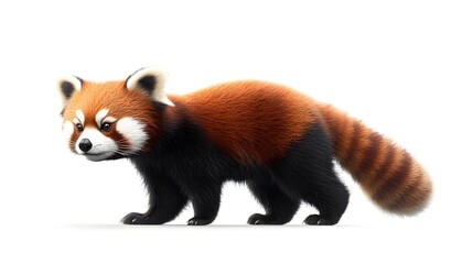 Obraz premium Curious Red Panda Exploring Bamboo Forest with Fluffy Tail and Moody Shadows