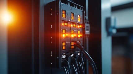 surge protection devices installed within an electrical panel, designed to protect sensitive equipment from voltage spikes.