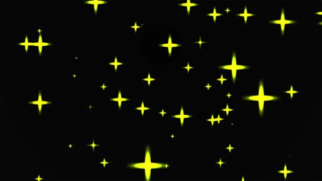yellow stars, flying combined with a black background. abstract